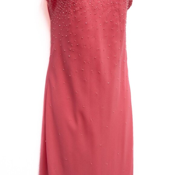 Vtg 90s Chelsea Nites Slip Dress 8 Beaded Salmon Pink Spaghetti Straps Gown Y2K - Picture 3 of 8